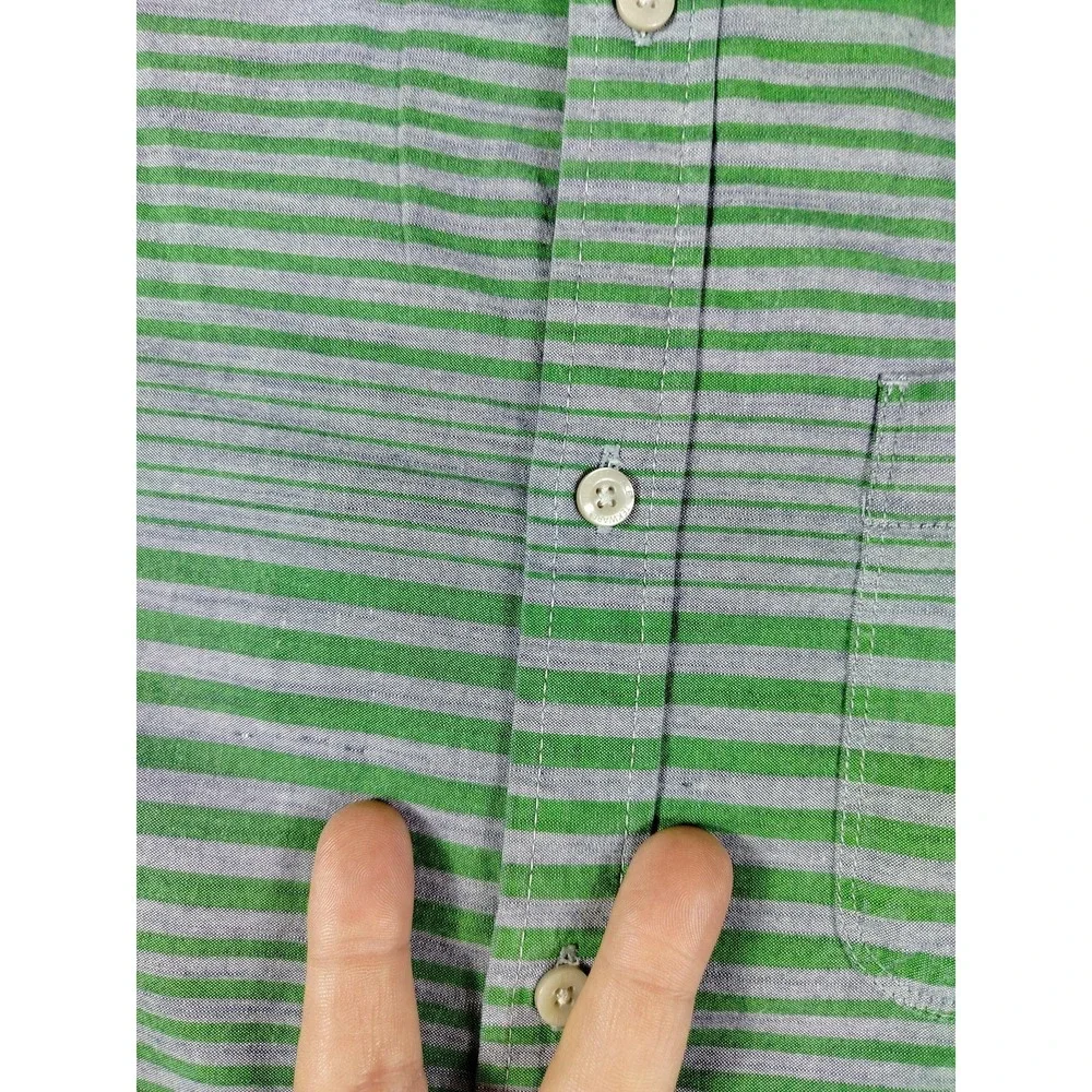 The North Face‎ Shirt Mens Large Green Stripe Short Sleeve Button Up Gorpcore